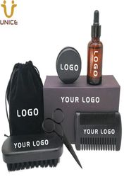 MOQ 100pcs 7 en 1 OEM ODM Logotipo personalizado Kit Negro Barba Pepin