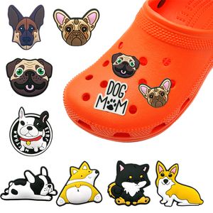 moq 100 stks dieren fog croc Charms Zachte hond Pvc Schoen Charme Accessoires Decoraties custom JIBZ voor klomp schoenen childrens gift