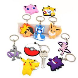 Moq 100 pièces anime porte-clés mode porte-clés accessoires pvc dessin animé pendentif décoration anniversaire fête cadeau