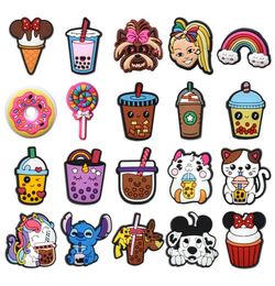 Moq 100pcs Jibz Coffee Beverages Chaussures Charmes DIY Mignon Bubble Tea Accessoires Chaussure Boucle Fit Decorations Girls Kids Gifts3695262