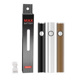 MOQ 120Pcs 100% Qualidade Pré-aquecimento C8 Baterias Caneta Vapor Tensão Ajustável eCig 510 Thread Ego Bateria 650m Ah Carregador USB para Dab Wax Oil Vaporizer Tank Einweg Vape.