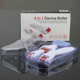MOQ 1 st 4 in 1 micronaald Roestvrij Naalden DRS Derma Roller Met 3 kop (1200 + 720 + 300 naalden) Derma roller Kit