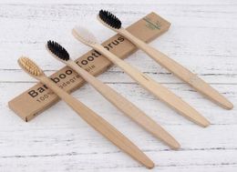 MOQ 20PCS Brosse à dents de bambou pur naturel Portable Brosse de dents de cheveux molle Brosse Eco Friendly Bross Oral Cleaning Care Tools5968863