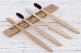 MOQ 20PCS Brosse à dents de bambou pur naturel Portable Brosse de dents de cheveux molle Brosse Eco Friendly Bross Oral Cleaning Care Tools6886152