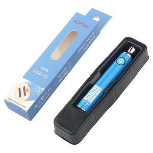 MOQ 20Pcs Original ECPOW UGO T2 Batterie Stylo Vape à Tension Variable 650mah 900mah avec Double Port de Chargeur USB pour Cartouches 510 Réservoirs