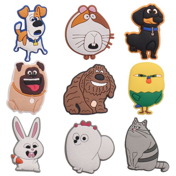 MOQ 20 pièces PVC dessin animé chien lapin poulet chat chaussure décoration charme boucle accessoires sabot broches boutons décorations pour bandes Bracelets