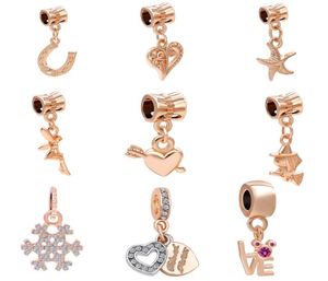 Gratis verzending MOQ 20 stks Rose Gold Starfish Angel Magic Girl Hanging Bead Charms Fit originele armband sieraden diy J0244048699