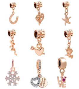 Gratis verzending MOQ 20 stks Rose Gold Starfish Angel Magic Girl Hanging Bead Charms Fit originele armband sieraden diy J0248708010