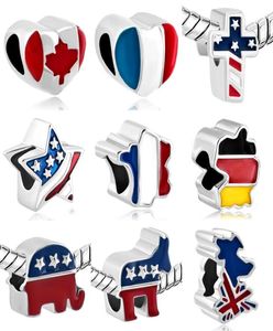 Gratis verzending MOQ 20 stks SILVER CANADA USA Duitsland Flag kralen Charms passen authentieke armbanden hangers sieraden maken DIY J0283909434