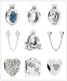 Livraison gratuite moq 20pcs argent blanc bleu foncé creux coeur coeur charme perle ajuster le bracelet original bijoux bricolage pour les femmes j0042751236