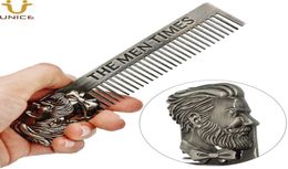 MOQ 50 PCS Classic Metal Hair Beard Comb voor zinklegering retro Men039S snor kammen anti -statisch Slicked Back Custom Logo2001960