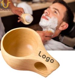 MOQ 50 PCS AANPASSEN LOGO Baard Scheerscheerzeep Bowl Premium houten scheermok voor scheercrème Soap Shaving Cup Men Grooming8652780