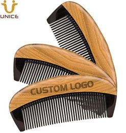 MOQ 50 PCS LOGO personnalisé taille de poche peigne à barbe antistatique peignes à cheveux faits à la main Premium bois de santal vert naturel et corne pour Me7253206
