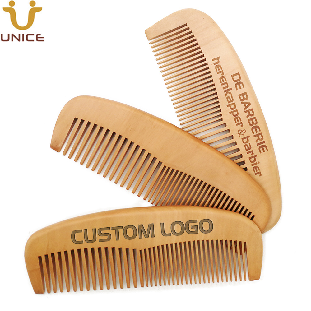 MOQ 50 pcs OEM Custom LOGO Fine & Coarse Teeth Wood Hair Combs Customized Dual Action Wooden Beard Comb for Men Women