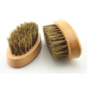 MOQ 50 PCS Poche Mini Brosse à Barbe pour le Visage OEM LOGO Personnalisé Manche en Bois avec Pur Sanglier Brosses Moustaches Moustache Hommes