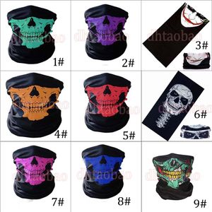 MOQ = 50PCS 25 * 49.5cm Halloween Crâne Bandanas Cou Masque Facial Foulard Tubulaire Multifonctionnel Écharpe Sans Soudure Turban Bandeau Unisexe 9 Couleurs