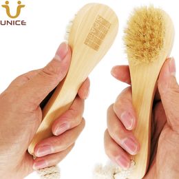 MOQ 50 pièces OEM poils de sanglier brosse faciale rasage LOGO personnalisé manche en bois brosses de nettoyage du visage outil de soin de la peau