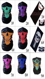 MOQ50PCS 25495cm Halloween Crâne Bandanas Cou Masque Facial Foulard Tubulaire Écharpe Multifonctionnelle Sans Soudure Turban Bandeau Unise2899989