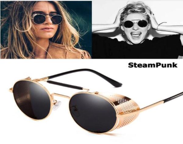 MOQ5PCS Vintage Retro Round Metal Sunglasses Sunpunk Style Side Mesh Brand Designer Lunes OCULOS DE Sol Shades Protection UV 4351859