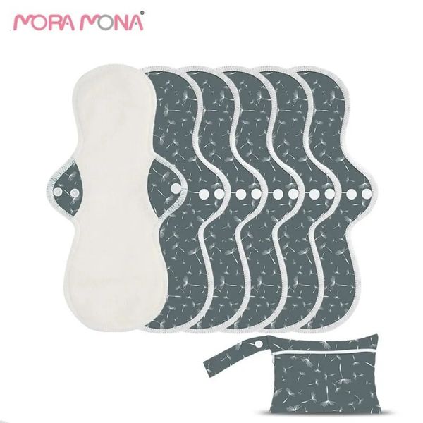 Mora Mona Higiene femenina saludable Bambú Terry Espesar toallas sanitarias de enfermería posparto Bolsas impermeables a juego 240130