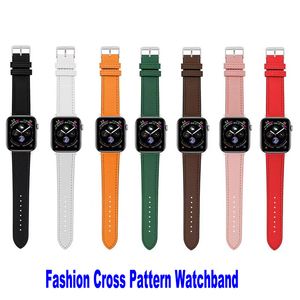 Moran Cross Pattern Correas de cuero Bandas compatibles con Apple Watch Band 49 mm 45 mm 44 mm 42 mm 41 mm 40 mm 38 mm Cierre Correa de repuesto para iWatch Ultra Series 8 7 6 5 4 3 2 1