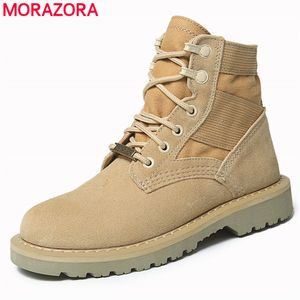 MORAZOR cuir véritable automne hiver bottes militaires à lacets bottines armée travail chaussures moto bottes de Combat femmes 210506