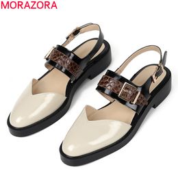 MORAZORA/Новое поступление 2020 года, женские сандалии из натуральной кожи, модные женские туфли на квадратном каблуке с круглым носком и пряжкой, летние повседневные сандалии 0928