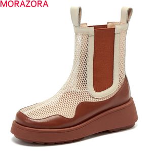 MORAZORA arrivée femmes bottes en cuir véritable bottines confortable respirant printemps automne chaussures décontractées 210506