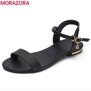 Morazora Plus Taille 34 Nouvelles chaussures de sandales en cuir véritable Mode Sandales plates en cuir de vache Chaussures d'été pour dames 210226