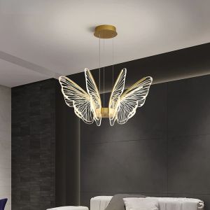 Morden LED papillon plafond lustres de luxe suspension chambre salon salle à manger décor suspendus lumières lustre luminaires