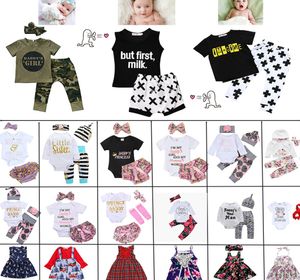 60 stijl kinderkleding jongens Kleine baby meisjes 100 Katoen korte mouw causale zomerjurken kinderkleding sets kiezen8918132