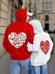 Meer gepassioneerde liefdesbrief Grafische afdrukken vrouwelijke hoodie eenvoudige casual hoody warm los sweatshirt hipster fleece sportkleding 240509