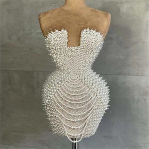 Plus de perles cocktails blancs robes de soirée sans manches au-dessus de la longueur du genou robe bal robe sexy robe de sheriee 277a