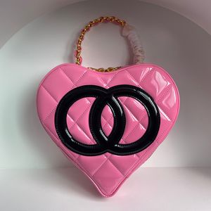 Bolso Barbie Core Barbie Pink Heart Bag Bag 10a Mirror Calidad Barbiegirl Patente Patente Border Bolso de diseñador Bolso con caja C060