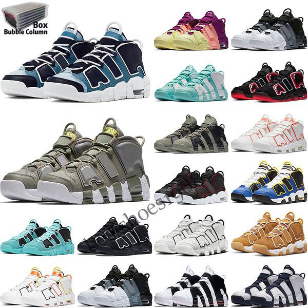 Nike Air More Uptempo Más uptemps zapatos de baloncesto de alta calidad Volumen de alta calidad Denim Light Aqua Peace Love Hombre para mujer zapatillas de deporte 5,5-11