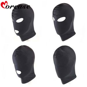 Morease 4 Style Fetish Unisex BDSM Hood Mask Black Mouth Eye Slave Hood Producto sexual Juguetes Bondage Juego para adultos para pareja Mujeres Y18110401