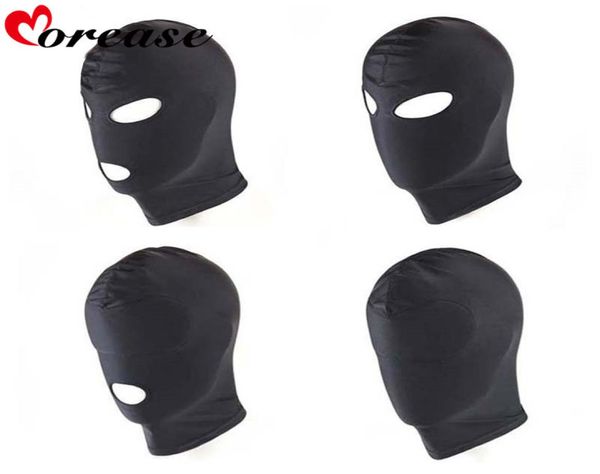 Multime du style 4 style fétiche unisexe BDSM Masque Bouche noire Eye Slave Hood Sex Produit Bondage Game Adult Game For Couple Women Y18118783666