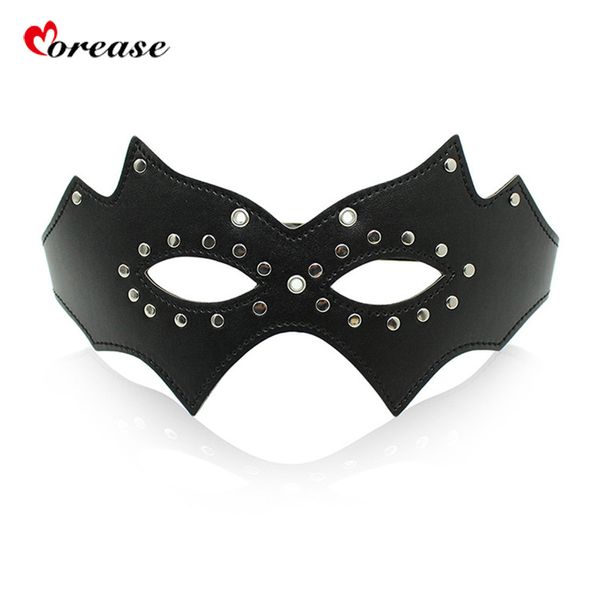 Morease Black Mask Eye Blinder Flirting Leather Blindfold Fetish Adult Game pour Couples Slave Queen Role Play Erotic Sex Toy S924