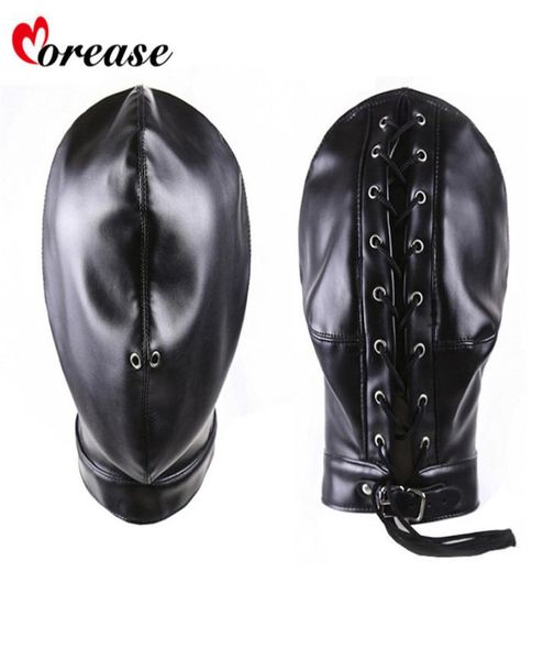 Morease Masque Sexy Bondage Fétiche Couverture Complète Sex Toy Pour Femme Mâle Couple En Cuir Capot BDSM Jouets Érotiques Sexo Jeux Pour Adultes Y181108021947561