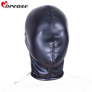 Morease Sexy Bondage Fetish Bouche Masque érotique Sex Toy Pour Femme Couple Retenue Adulte Jeu PU Capuche En Cuir Masque juguetes Y18110802