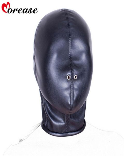 Multimel Sexy Bondage Fetish Mask Mask Erotic Sex Toy pour femme Couple de retenue Game Adult Game Pu Leather Hood Mask Juguetes Y18110804093028