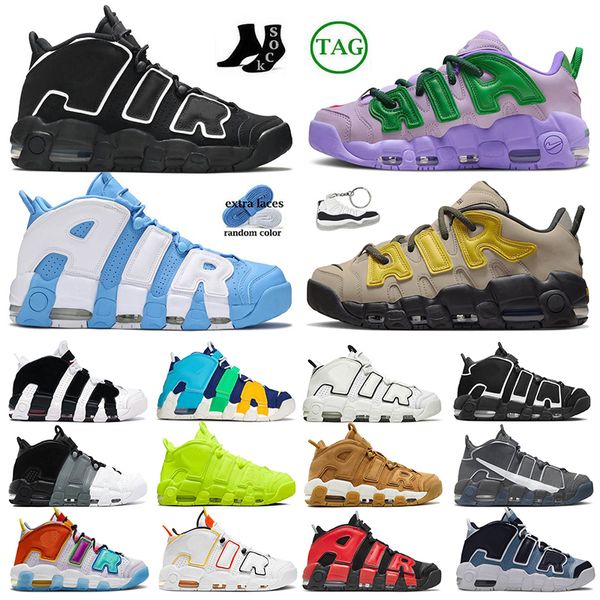 Mored Mens Uptempos Big Taille 12 Chaussures de basket-ball Designer OG Scottie Pippen Iron Grey Copie Coller Lait de coco Noir Blanc Varsity Red UNC Uptempo2 96 Baskets