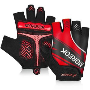 MOREOK Gants de cyclisme Gants de vélo demi-doigt Coussinets de 5 mm Gants de vélo Gants de vélo de montagne absorbant les chocs Gants de VTT antidérapants 240102