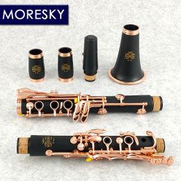 MORESKY Clarinete Sib Oro Rosa 17 Teclas Sib Klarnet Clarinete Negro E112