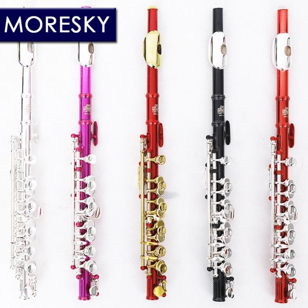 MORESKY C Tono Piccolo Flauta C Llave Tamaño medio Cuproníquel Chapado en plata Multicolor