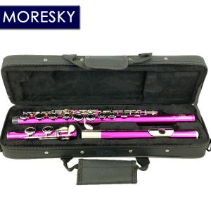 MORESKY flûte 16 trous fermés C clés Instrument Cupronickel nickelé flûte Rose avec clé E