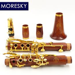 Mooresky Red Wood Professional Clarinet BB Rosewood Clarinet Silverring Keys Wood SIB KLARNET