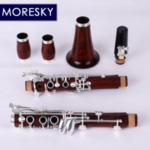 MORESKY clarinette professionnelle en bois rouge sib clarinette en palissandre clés argentées en bois massif Sib Klarnet