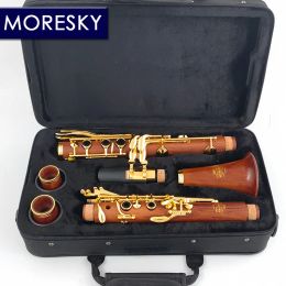 MORESKY Clarinete profesional de secoya A Clarinete chapado en oro de palisandro plateado/ébano en La Mopane Klarnet