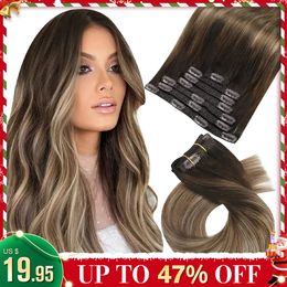 Moresoo Clip-in Hair Real Natural Remy Straight Set 7-delig Brazilian Human 231226